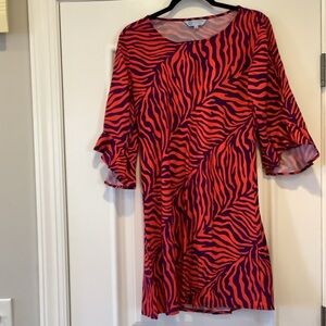 Escapada Living Dress Sz Medium Orange with Purse Zebra Print Resort wear Tunic